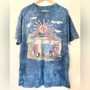 Vintage 90s 1994 The Mountain Grateful Dead VW Bus Tie Dye Tee Shirt Blue 2XL